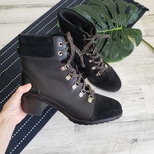 Sam Edelman| Manchester Leather Lace Up Boots Black Size 8.5